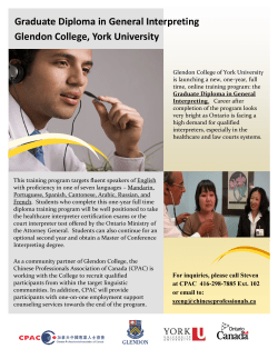 Graduate Diploma in General Interpreting Glendon College, York