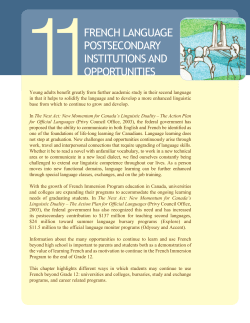 French Immersion in Manitoba - A Handbook for School Leaders