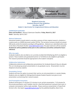 Shepherd University Graduate Research Day Guidelines Saturday