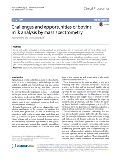 Challenges and opportunities of bovine milk analysis by mass