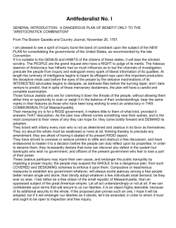 Antifederalist No. I - National Liberty Alliance