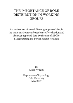 THE IMPORTANCE OF ROLE DISTRIBUTION IN WORKING GROUPS