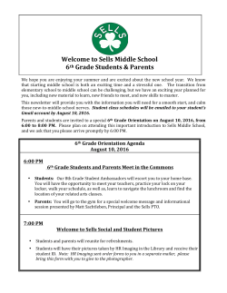 Sixth Grade Summer Mailing