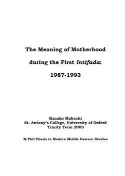 The Meaning of Motherhood during the First Intifada