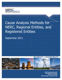 Cause Analysis Methods for NERC, Regional Entities, and