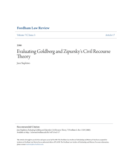 Evaluating Goldberg and Zipursky`s Civil Recourse Theory