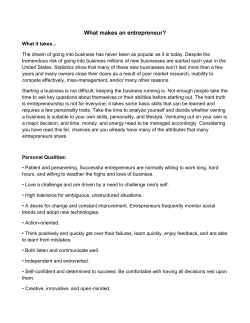 What makes an entrepreneur? - Oneida County Economic