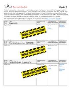Chapter 7 7.1 Exponents 7.2 Evaluate Expressions (PEMDAS) 7.3