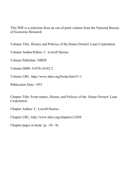 History and Policies of the Home Owners` Loan Corporation