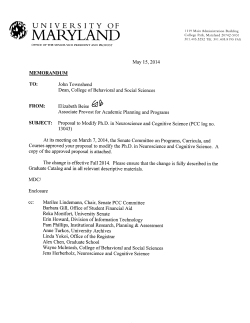 MEMORANDUM TO: John Townshend Dean, College of Behavioral