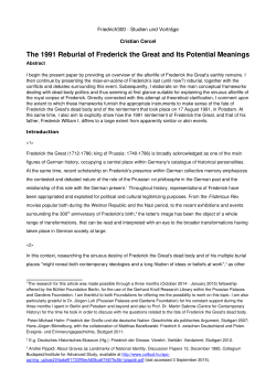 The 1991 Reburial of Frederick the Great and Its