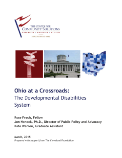 Ohio at a Crossroads: The Developmental Disabilities System