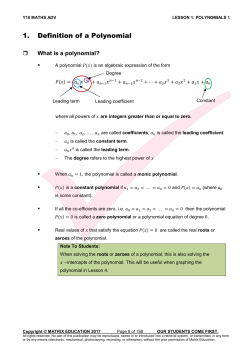 1. Definition of a Polynomial