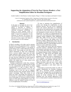 Supporting the Adaptation of Texts for Poor Literacy Readers: a Text