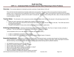 Draft Unit Plan: Grade 6 &ndash; Understand Ratio Concepts and Use