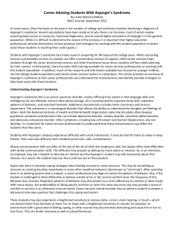 Career Advising Students With Asperger`s Syndrome