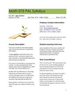 Math 075 PAL Syllabus - College of the Canyons
