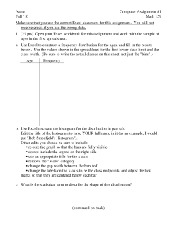 10 Math 159 Make sure that you use the correct Excel document for