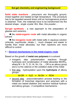 Sol-gel chemistry and engineering background Solid state reactions
