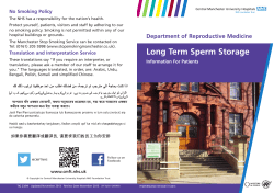 Long Term Sperm Storage - Central Manchester University