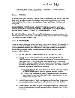 Animal Restraint and Rabies Control Order