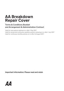 AA Breakdown Repair Cover policy document