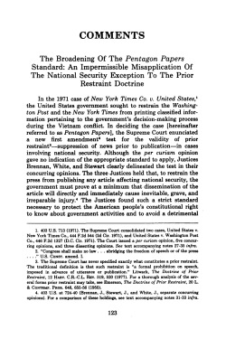 The Broadening of The Pentagon Papers Standard