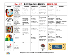 May 2017 Erin Meadows Library 905.615.4750