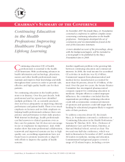 Continuing Education in the Health Professions