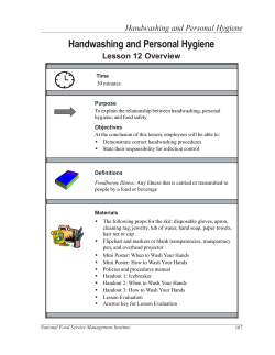 Lesson 12 - Handwashing and Personal Hygiene