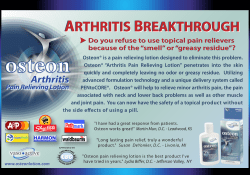 ARTHRITIS BREAKTHROUGH Osteon&reg; is a pain relieving lotion