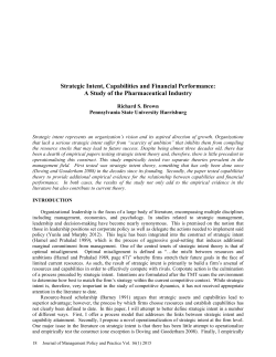 Strategic Intent, Capabilities and Financial Performance: A Study of