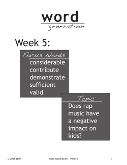 Sample of Word Generation: Week 5