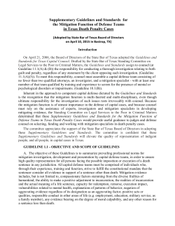 Supplementary Guidelines and Standards for the Mitigation Function