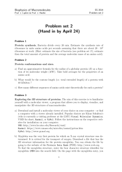 Biophysics of Macromolecules: Problem set 2