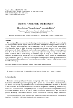 Humor, Abstraction, and Disbelief - CSJ Archive