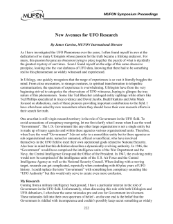 New Avenues for UFO Research - University of California San Diego