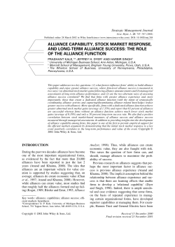 alliance capability, stock market response, and long