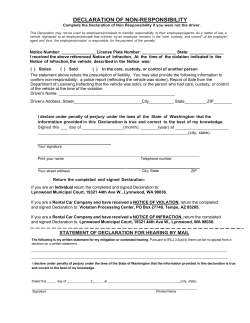 Declaration of Non Responsibility