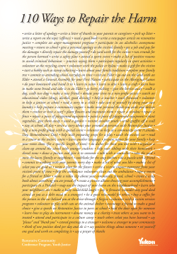 110 Ways to Repair the Harm - Yukon Health and Social Services