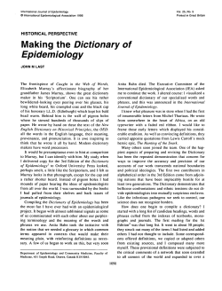 Making the Dictionary of Epidemiology