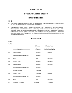 CHAPTER 12 STOCKHOLDERS` EQUITY