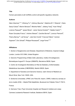Title Human pancreatic &beta; cell lncRNAs control cell-specific
