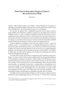 thirty years of safeguarding giorgio de chirico`s art and intellectual