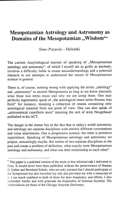 Mesopotamian Astrology and Astronomy as Domains of the