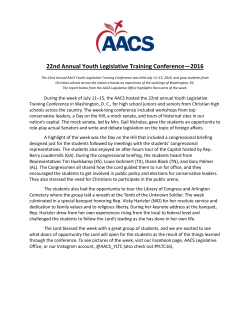 22nd Annual Youth Legislative Training Conference&mdash;2016
