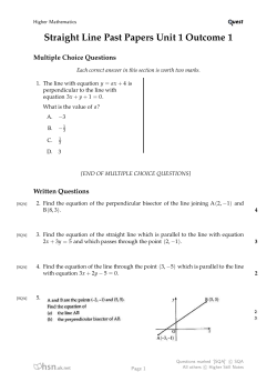 Straight Line Past Papers Unit 1 Outcome 1