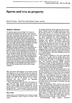 Sperm and ova as property - Journal of Medical Ethics