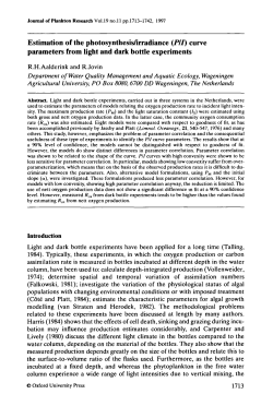 Estimation of the photosynthesis/irradiance (P/I) curve parameters