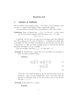Section 2.6 1 Limits at Infinity